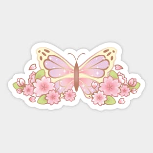 Magical Sakura Cherry Blossoms Floral Butterfly Sticker